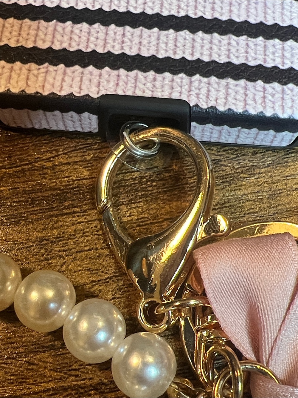 Key Chain/Phone or Bag Charm/ Pink and Pearl - Picture 6 of 8